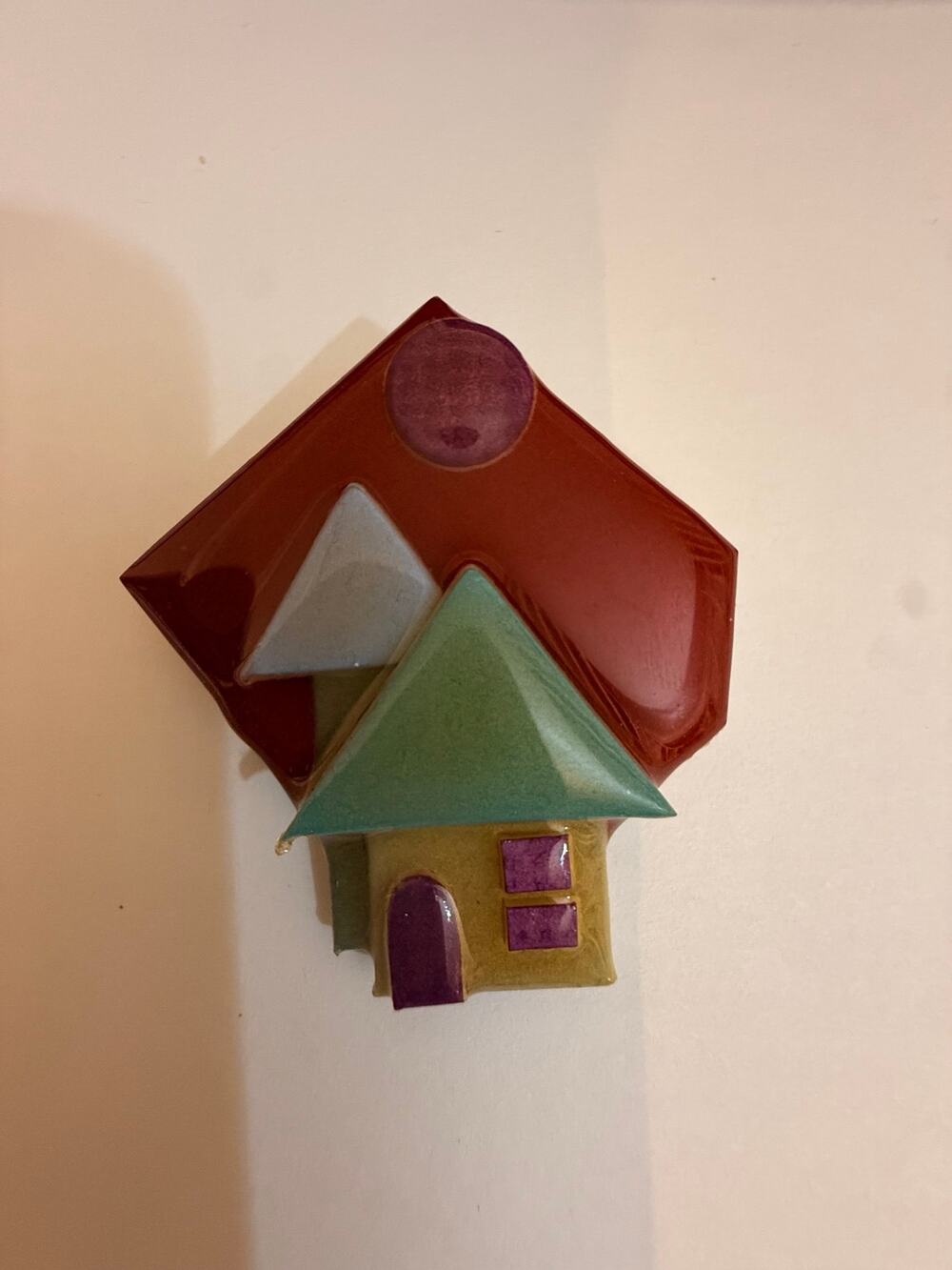 House Pins by Lucinda Colorful Layered House Brooch